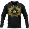 Viking Hoodie Raven Spear Of Odin Gungnir Golden Color Design Front