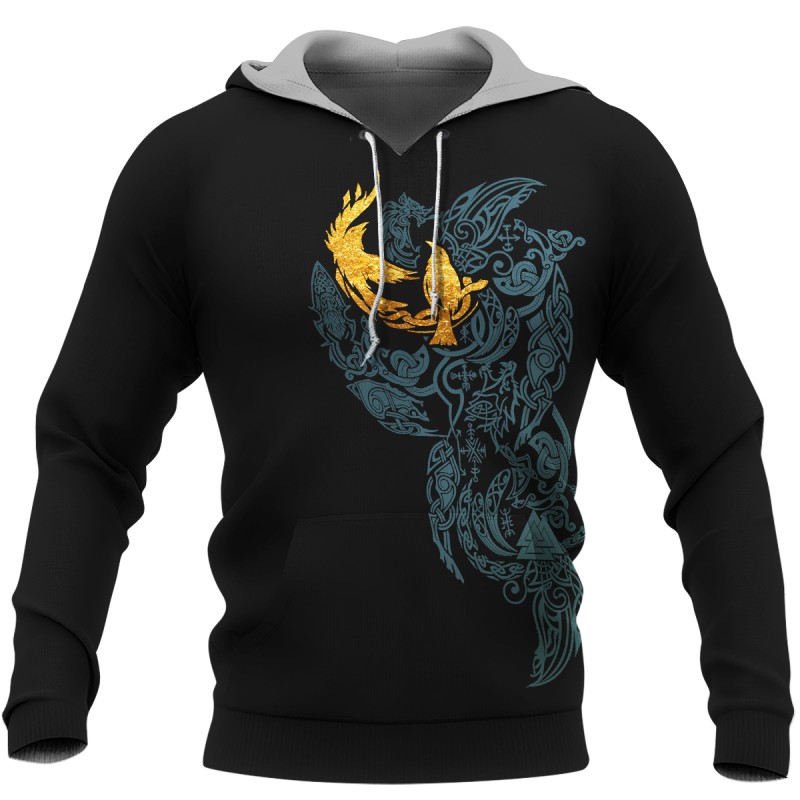 Viking Hoodie Ravens And Tree Of Life Yggdrasil Front