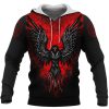 Viking Hoodie Flaming Raven Vegvisir Rune Front