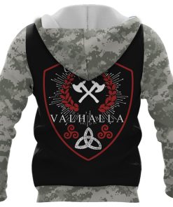 Viking Hoodie Until Valhalla Valknut Rune Axe Camo Back