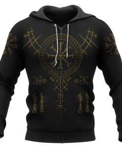 Viking Hoodie Aegishjalmur Helm Of Awe Vegvisir Zip