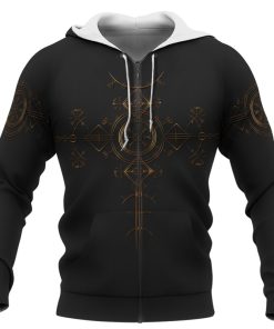 Viking Hoodie Aegishjalmur The Helm Of Awe Zip