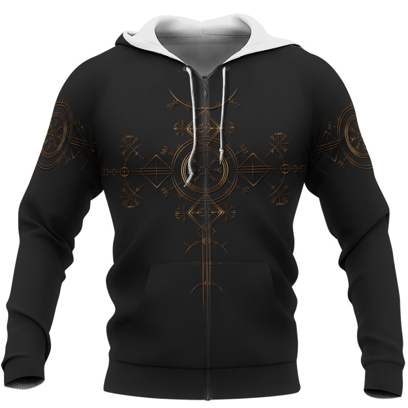 Viking Hoodie Aegishjalmur The Helm Of Awe Zip