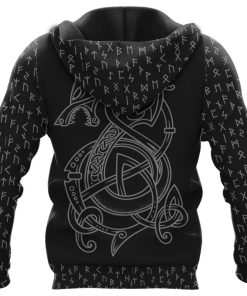 Viking Hoodie Midgard Serpent And Fenrir Vegvisir Back