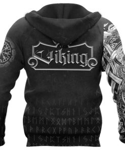 Viking Hoodie Jormungandr And Vegvisir Norse Mythology Back