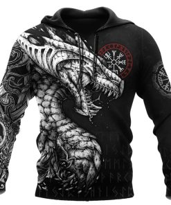 Viking Hoodie Jormungandr And Vegvisir Norse Mythology Front