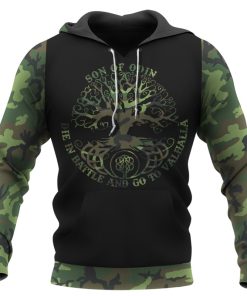 Viking Hoodie Son Of Odin Yggdrasil Camo Design Front