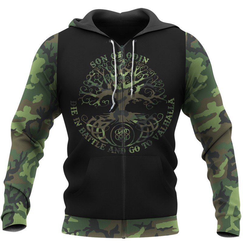 Viking Hoodie Son Of Odin Yggdrasil Camo Design Zip