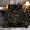 Viking Quilt Bedding Set Vegvisir And Rune Golden