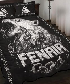 Viking Quilt Bedding Set Fenrir Norse Wolf And Valknut 2