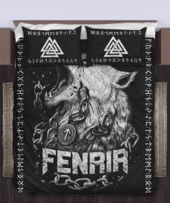 Viking Quilt Bedding Set Fenrir Norse Wolf And Valknut 3