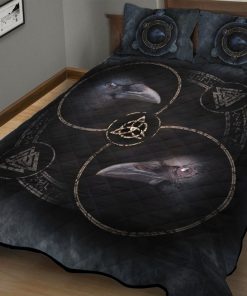 Viking Quilt Bedding Set Norse Raven And Runic Symbols 1