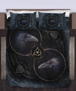 Viking Quilt Bedding Set Norse Raven And Runic Symbols 3