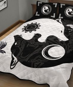 Viking Quilt Bedding Norse Wolves Hati and Skoll 1