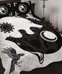 Viking Quilt Bedding Norse Wolves Hati and Skoll 2