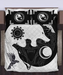 Viking Quilt Bedding Norse Wolves Hati and Skoll 3