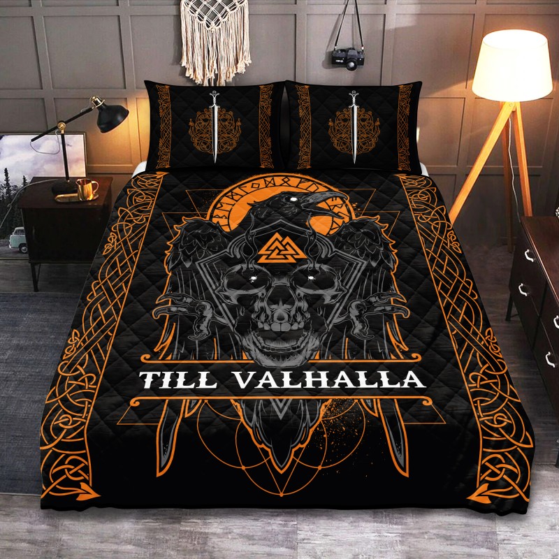 Viking Quilt Bedding Set Norse Raven Till Valhalla