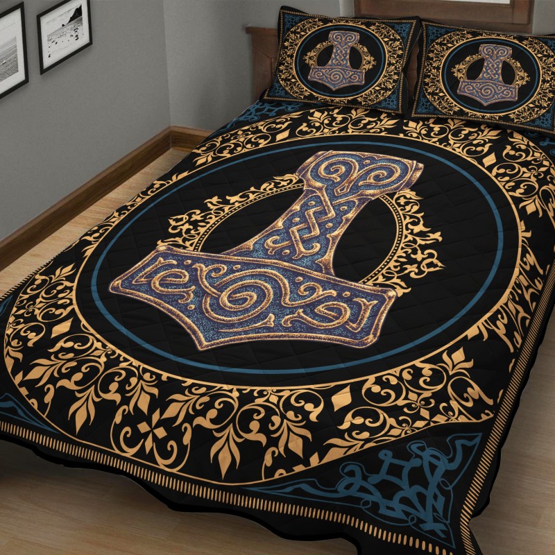 Viking Quilt Bedding Set Thor Hammer Mjolnir 1