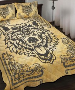 Viking Quilt Bedding Set Norse Mythology Wolf Valknut Vintage 2