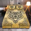 Viking Quilt Bedding Set Norse Mythology Wolf Valknut Vintage