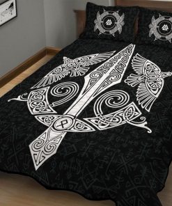 Viking Quilt Bedding Set Norse Raven And Spear Of Odin Gungnir 1