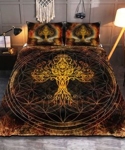 Viking Quilt Bedding Set Mystical Yggdrasil Tree Brightly