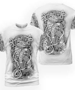 Viking T-shirt A Drawing Of Jormungandr with a celtic Style