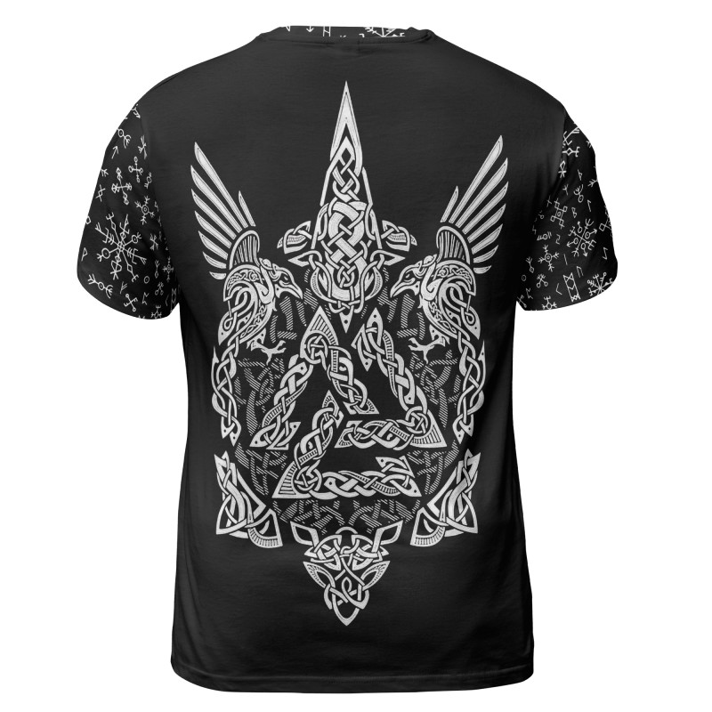 Viking T-shirt Wolf Hammer Raven Valknut Minimalist Back