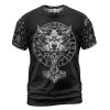 Viking T-shirt Wolf Hammer Raven Valknut Minimalist Front