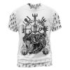 Viking T-shirt Bear With Odin And Raven On The Back Front