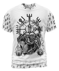 Viking T-shirt Bear With Odin And Raven On The Back Front