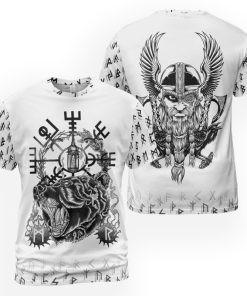 Viking T-shirt Bear With Odin And Raven On The Back