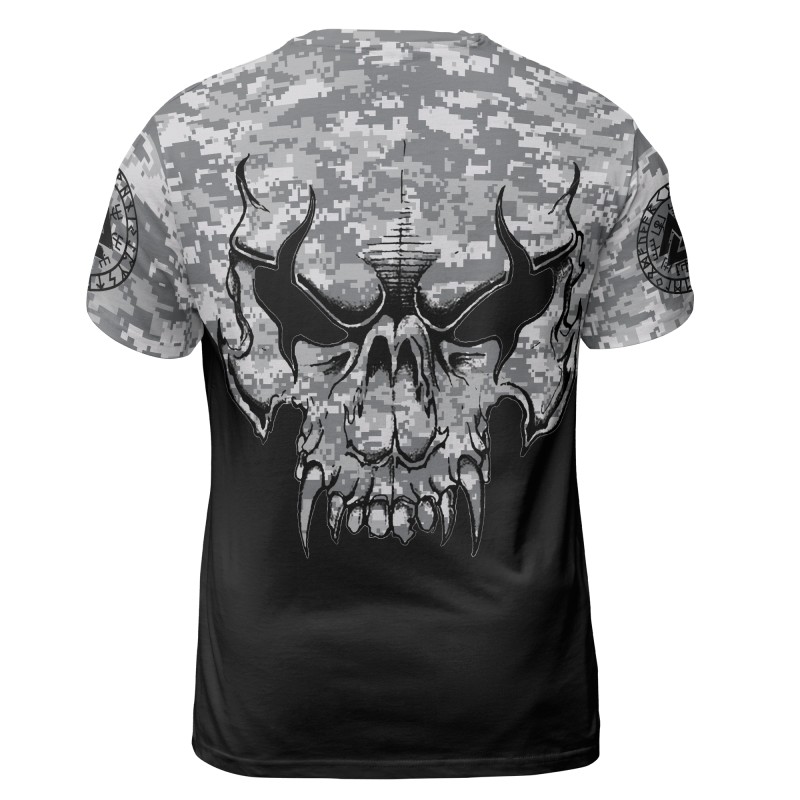 Viking T-shirt Fierce Skull Pattern Camouflage Back