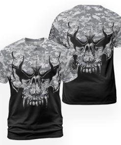 Viking T-shirt Fierce Skull Pattern Camouflage