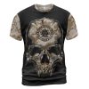 Viking T-shirt Skull Pattern Camouflage Valknut And Jormungandr Front