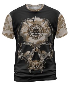 Viking T-shirt Skull Pattern Camouflage Valknut And Jormungandr Front