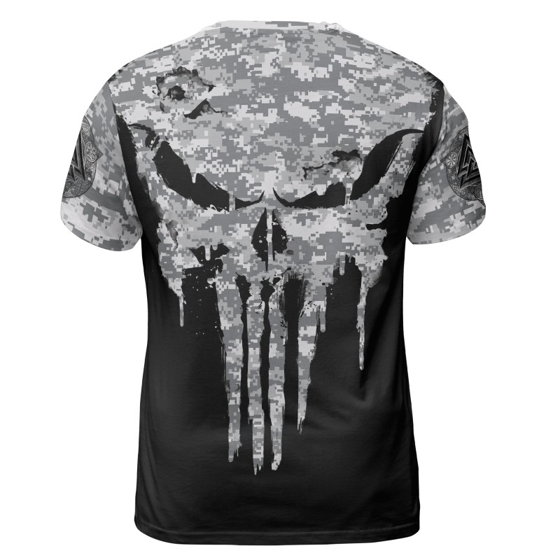 Viking T-shirt Dripping Skull Camouflage Pattern Back