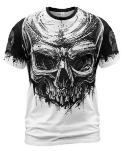 Viking T-shirt Skull And Ulfhedinn Simple Black Design Front