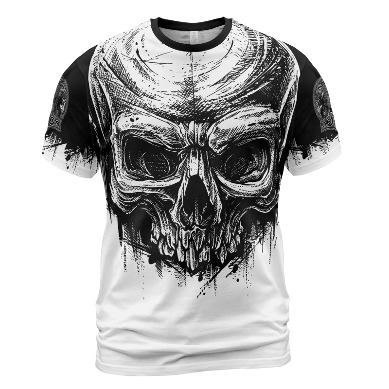 Viking T-shirt Skull And Ulfhedinn Simple Black Design Front