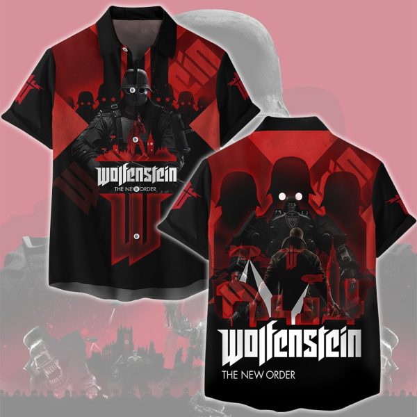 Wolfenstein: The New Order Video Game All Over Printed T-shirt Tank Top Zip Hoodie Pullover Hoodie Hawaiian Shirt Beach Shorts Joggers Hawaiian Shirt S