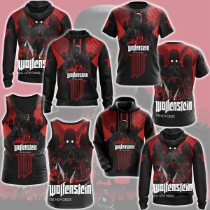 Wolfenstein: The New Order Video Game All Over Printed T-shirt Tank Top Zip Hoodie Pullover Hoodie Hawaiian Shirt Beach Shorts Joggers   