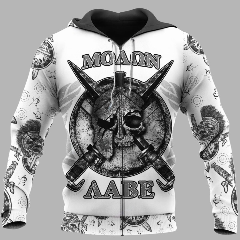 Spartan Hoodie 9ΜΟΛΩΝ ΛΑΒΕ Skull Helmet Shield Zip