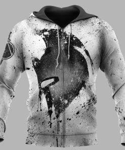 Spartan Hoodie Helmet And Shield Black and white grunge Zip