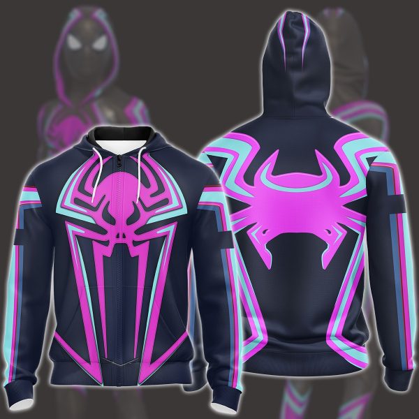 Marvel's Spider-Man 2 Miles Morales 2099 Suit Cosplay Video Game All Over Printed T-shirt Tank Top Zip Hoodie Pullover Hoodie Hawaiian Shirt Beach Shorts Joggers Zip Hoodie S