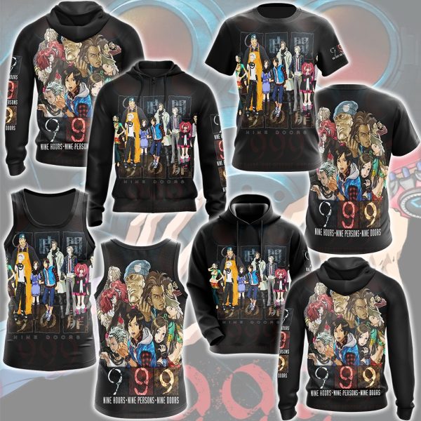 999: Nine Hours, Nine Persons, Nine Doors Video Game All Over Printed T-shirt Tank Top Zip Hoodie Pullover Hoodie Hawaiian Shirt Beach Shorts Joggers