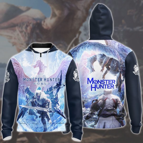 Monster Hunter: World Video Game All Over Printed T-shirt Tank Top Zip Hoodie Pullover Hoodie Hawaiian Shirt Beach Shorts Joggers Zip Hoodie S