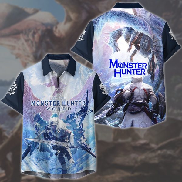 Monster Hunter: World Video Game All Over Printed T-shirt Tank Top Zip Hoodie Pullover Hoodie Hawaiian Shirt Beach Shorts Joggers Hawaiian Shirt S