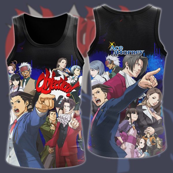 Phoenix Wright Ace Attorney Video Game All Over Printed T-shirt Tank Top Zip Hoodie Pullover Hoodie Hawaiian Shirt Beach Shorts Joggers Tank Top S