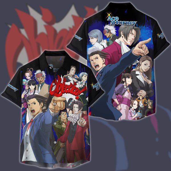 Phoenix Wright Ace Attorney Video Game All Over Printed T-shirt Tank Top Zip Hoodie Pullover Hoodie Hawaiian Shirt Beach Shorts Joggers Hawaiian Shirt S