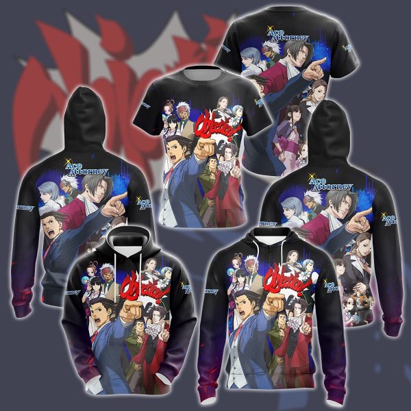 Phoenix Wright Ace Attorney Video Game All Over Printed T-shirt Tank Top Zip Hoodie Pullover Hoodie Hawaiian Shirt Beach Shorts Joggers